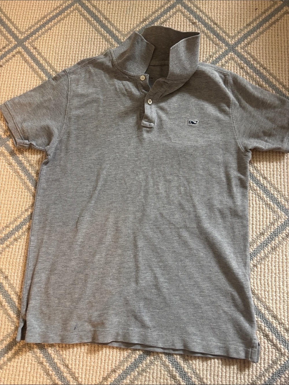 EUC Vineyard Vines Heather Gray Short-Sleeve Polo with Whale Patch Sz 8-10